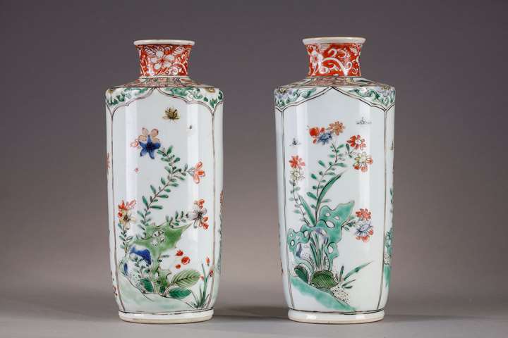 Pair of vases "famille verte porcelain - Kangxi period